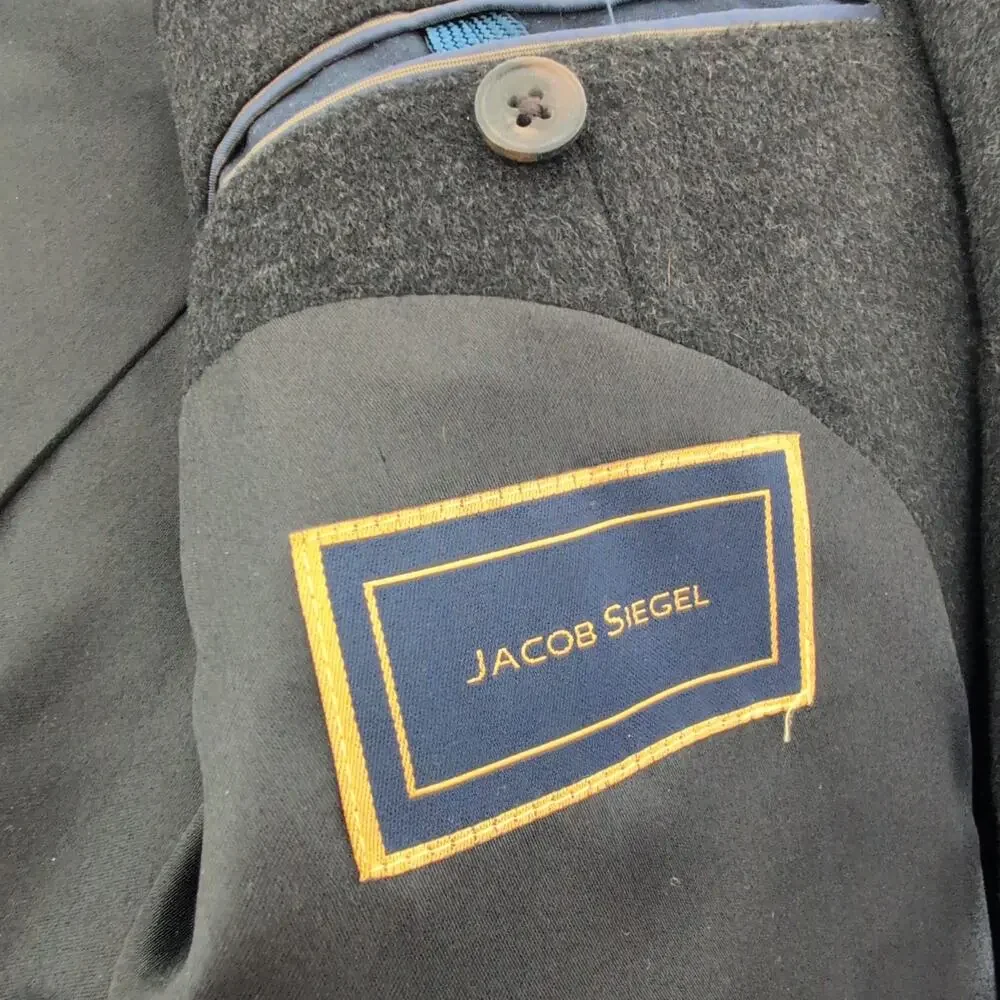 Jacob Siegel Men's Trench Coat 44L Colombo‎ Wool Cashmere Gray Italy Overcoat